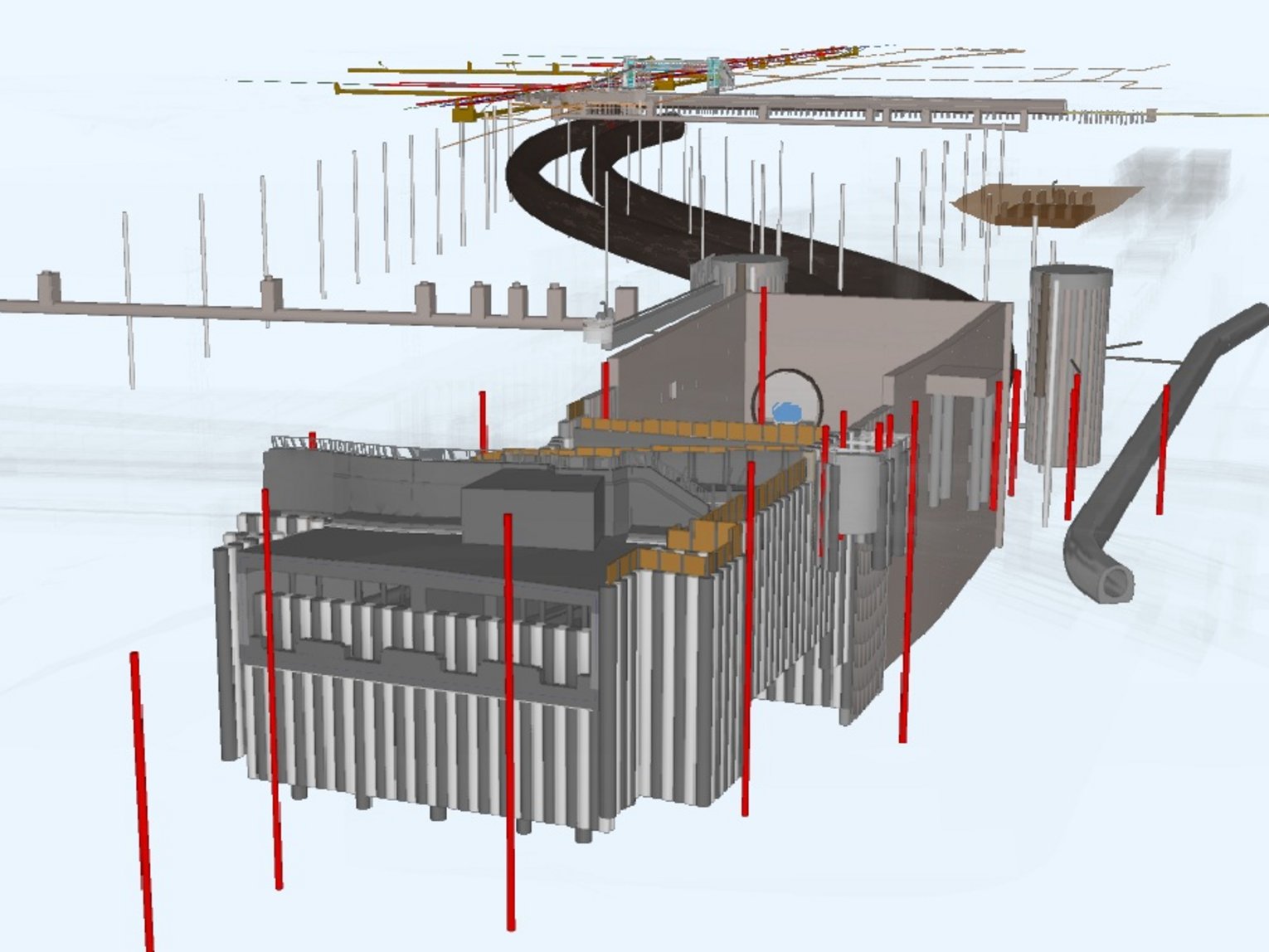 Visualisation of the construction of a railway line
